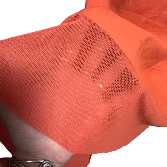 For Cynthia Linen Blend Coral Asymmetrical Sleeveless Square Neck Dress — L - Picture 7 of 11